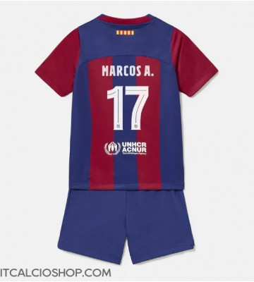 Barcelona Marcos Alonso #17 Prima Maglia Bambino 2023-24 Manica Corta (+ Pantaloni corti)